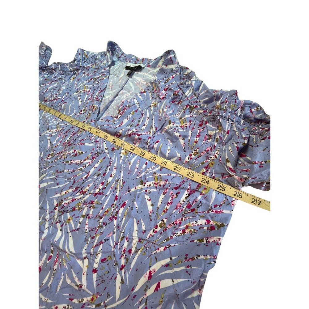 Eloquii Elements‎ Blouse Purple Floral 3/4 Ruched Sleeve Zebra La Vida Plus 20 - Picture 7 of 16